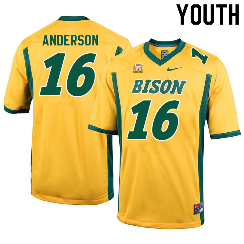 Youth #16 Peter Anderson North Dakota State Bison College Football Jerseys Sale-Yellow - Click Image to Close